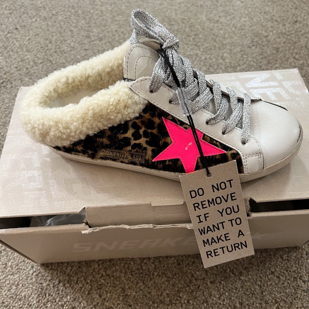 Brand New In Box With Tags Shearling Lined Golden Goose Sabots Size 36